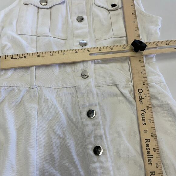 Area Stars Dress Womens Small White Denim Shirt Collared Snap Button Mini - Picture 11 of 13